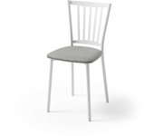 Silla de cocina petra con estructura blanca y asiento polipiel plata