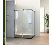 Mampara de ducha corredera transparente amea superior perfil negro (191-200)x(0-0)x200 cm 8 mm