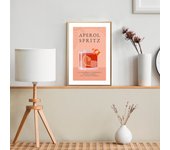 Cuadro con marco aperol spritz fondo rosa 21 cm x 31 cm