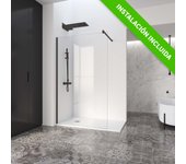 Mampara de ducha fija transparente cool i perfil negro (70-71.5)x200 cm 6mm