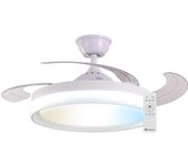 Ventilador de techo retráctil con luz motor dc con mando led hispania siros blanco 50 cm color luz regulable