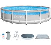Piscina tubular de acero gris / plata redondo 4.274.27x1.07m con depuradora de cartucho intex