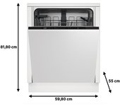 Lavavajillas integrable beko din36430 gris 59.8 cm clase d