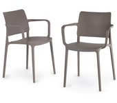 Silla de jardín cádiz de polipropileno moka con brazos