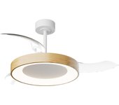 Ventilador de techo con luz retráctil silencioso dc mantra niseko fan blanco/marrón 40 cm