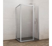 Mampara de ducha frontal con panel fijo lateral corredero transparente espaze perfil cromo (120.5-123)+70 x195 cm
