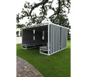 Set cenador madagascar de aluminio gris c/sillón, techo y cortinas de 3,5x3,5 m