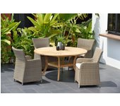 Mesa de jardín redonda de madera de teca martinique 74x150 cm