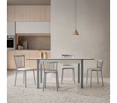 Mesa de cocina con ala abatible arona (110/160x70) cm blanco, gris / plata