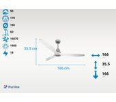 Ventilador de techo con luz motor dc lima d166 02 35 18 klassfan blanco 166 cm