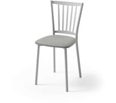 Silla de cocina petra con estructura de aluminio y asiento polipiel plata