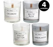 Pack 4 vela aromática meche bois lab blanco, gris / plata 120 g