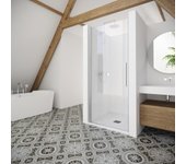 Mampara de ducha frontal abatible transparente urban i perfil plata (68-70)x200 cm