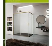 Mampara de ducha corredera transparente pure perfil dorado (116-120)x(67-70)x198 cm 6 mm