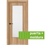 Conjunto puerta chicago roble apertura izda con cristal 92.5cm + tapeta