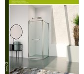 Mampara de ducha frontal con panel fijo lateral corredero transparente intro perfil cromo (68-70)+80 x200 cm