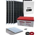Kit solar aislada caseta 1000w 4kwh/día con batería agm