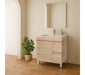 Mueble de baño con lavabo y espejo tifany roble mate 70x45,5 cm