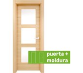 Conjunto puerta oslo roble line izda con cristal 92.5cm + tapeta