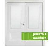 Conjunto puerta boston blanco line dcha con cristal 145cm + tapeta