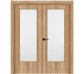 Conjunto puerta chicago roble apertura dcha con cristal 125cm + tapeta