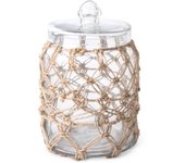 Bote de cristal algodonero marrón 20 cm
