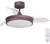 Ventilador de techo con luz retráctil silencioso dc arte confort pilar marrón 91 cm