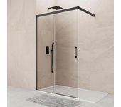 Mampara de ducha fija transparente noa perfil negro (65-70)x195 cm 6mm