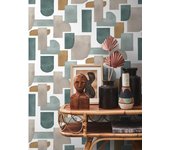Papel pintado vinilo geométrico josia verde inspire