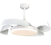 Ventilador de techo con luz retráctil silencioso dc cristal record sican blanco 107 cm