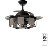 Ventilador de techo con luz e27 retráctil silencioso dc arte confort bodeguero negro 107 cm