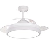 Ventilador de techo con luz retráctil silencioso dc cristal record borsao blanco 107 cm