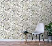 Papel pintado ecodecotm botánico, plantas o floral eco pastel floral gris