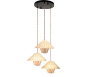 Lámpara de techo farol romluxe negra, beige 3 luces e27