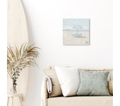 Pintura original sin marco playa sombrilla 30 x 30 cm