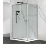 Mampara de ducha corredera angular transparente steel perfil cromo 70x100x195 cm
