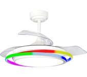 Ventilador de techo con luz retráctil silencioso dc cristal record tala negro 92 cm