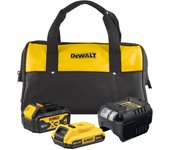 Kit dewalt : bateria 2ah, bateria 4ah, cargador y bolsa transporte.