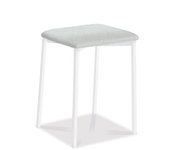 Taburete bajo de cocina kelsa armazón blanco asiento michigan plata