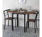 Conjunto de mesa de 77x55x61 cm y 2 sillas versa en madera mdf marrón/negro