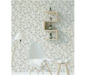 Papel pintado tnt aplicación cola en pared naturaleza hojas 2903 gris vinelus 52cmx10m lavable apto para cocinas o baños