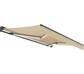 Toldo brazo extensible terraza osaka led motor semicofre gris tela beige de 5x3m