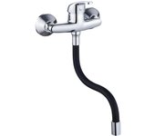 Grifo de cocina monomando pared rousseau mambo flexible negro/cromo