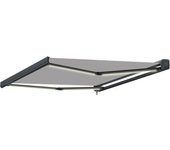 Toldo brazo extensible terraza memphis led motor cofre y tela gris de 4x2.5 m