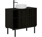 Mueble de baño tono wengué 100x45 cm
