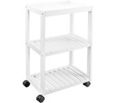 Carrito de baño blanca blanco con 3 estantes 40x26x66 cm