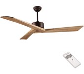 Ventilador de techo sin luz silencioso dc arte confort nautic marrón 152 cm
