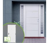 Puerta de entrada metálica insercciones aluminio izquierda blanco de 89x208 cm