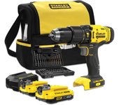 Taladro percutor stanley fatmax sfmcd711dsa 18v, 2 baterías de 2 ah + 50 piezas