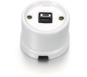 Cargador doble fontini garby usb a+c 3a de porcelana blanca
